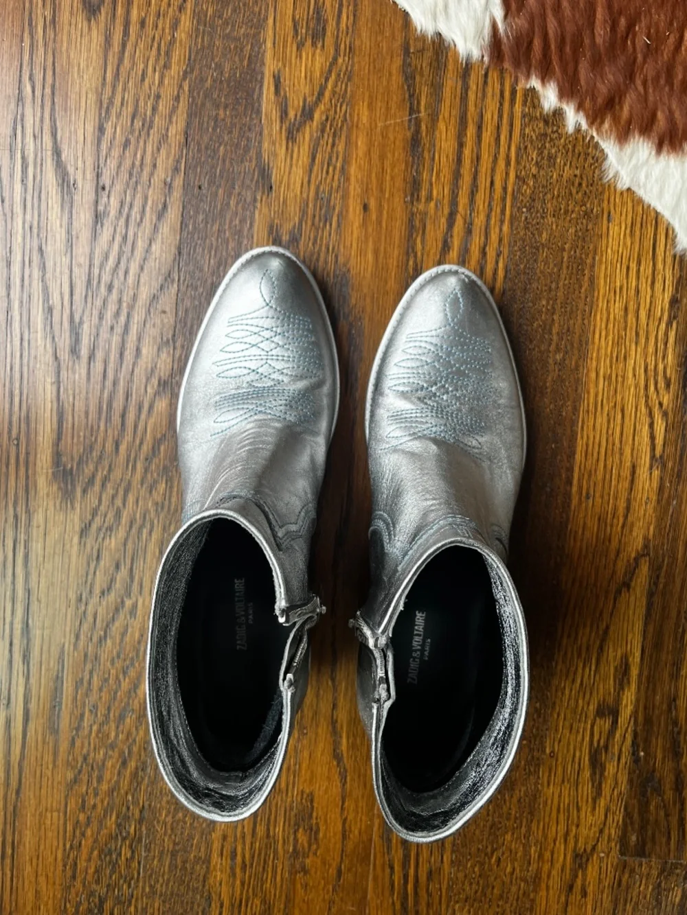 Zadig & Voltaire Paris western boots silver